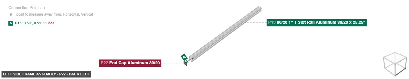 Left Side Frame Assembly - Part End Cap Aluminum 80/20 - back_left