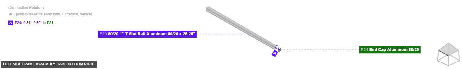 Left Side Frame Assembly - Part End Cap Aluminum 80/20 - bottom_right