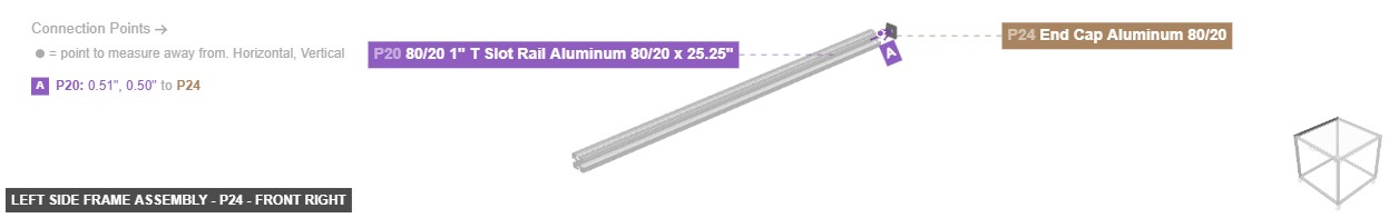 Left Side Frame Assembly - Part End Cap Aluminum 80/20 - front_right