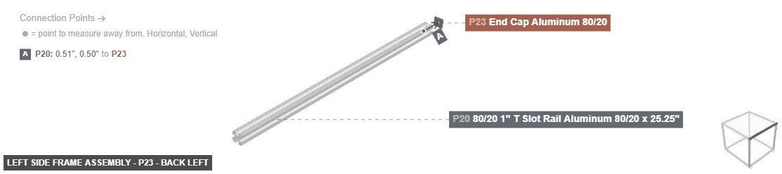 Left Side Frame Assembly - Part End Cap Aluminum 80/20 - back_left