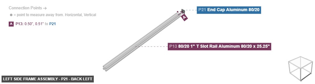 Left Side Frame Assembly - Part End Cap Aluminum 80/20 - back_left