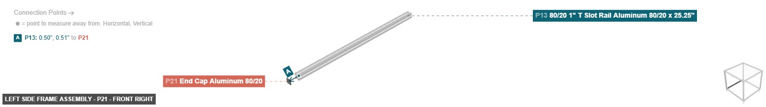 Left Side Frame Assembly - Part End Cap Aluminum 80/20 - front_right