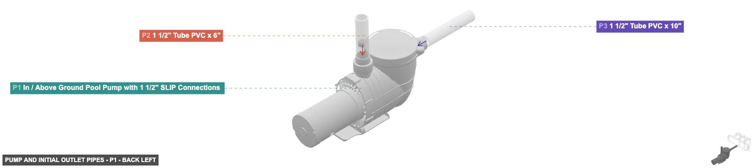 Pump and Initial Outlet Pipes - Part In / Above Ground Pool Pump with 1 1/2
