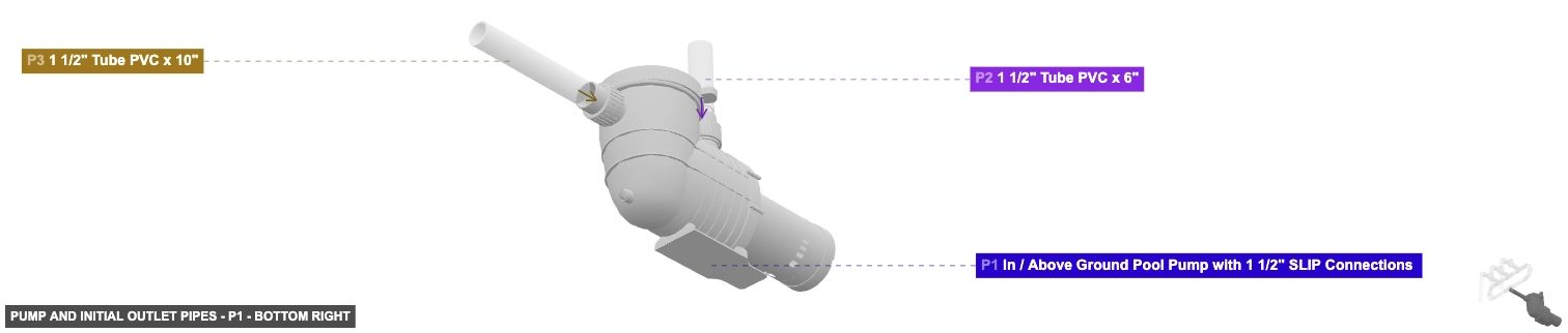 Pump and Initial Outlet Pipes - Part In / Above Ground Pool Pump with 1 1/2