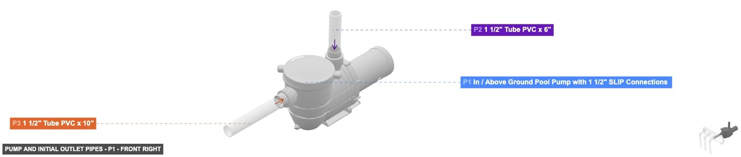 Pump and Initial Outlet Pipes - Part In / Above Ground Pool Pump with 1 1/2