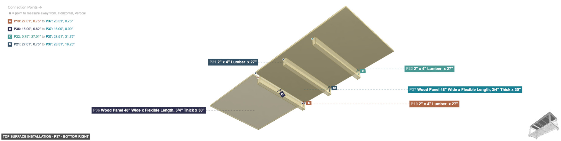 Top Surface Installation - Part Wood Panel 48