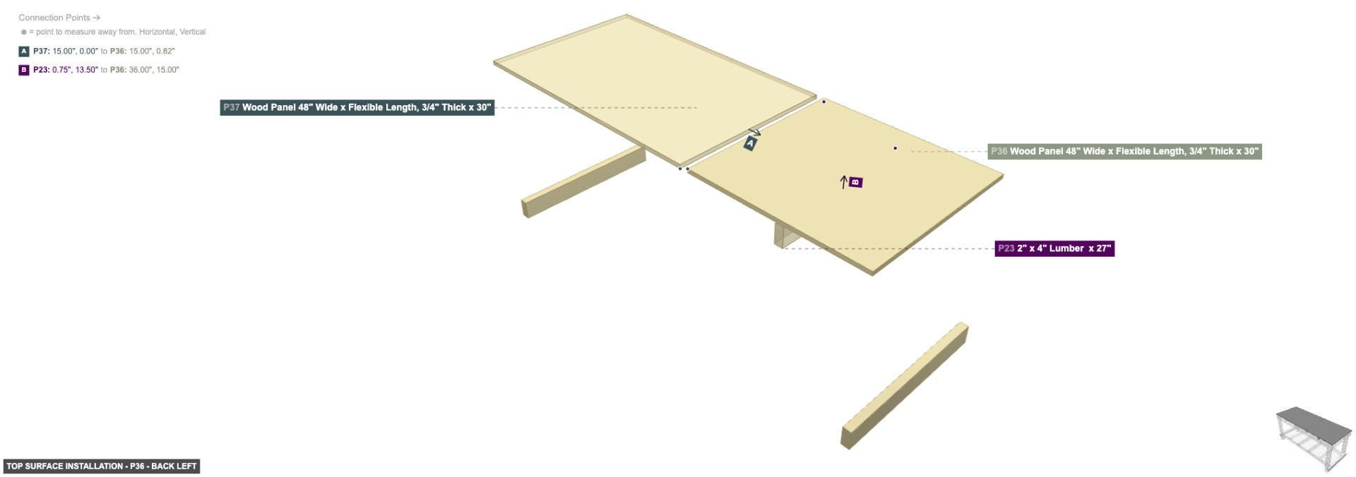 Top Surface Installation - Part Wood Panel 48