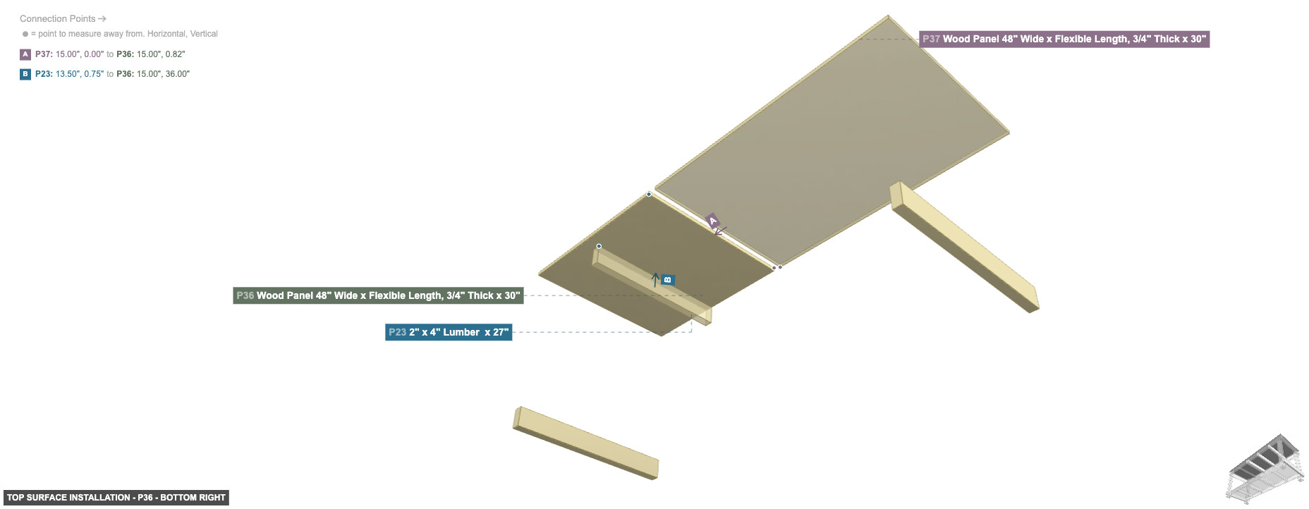 Top Surface Installation - Part Wood Panel 48