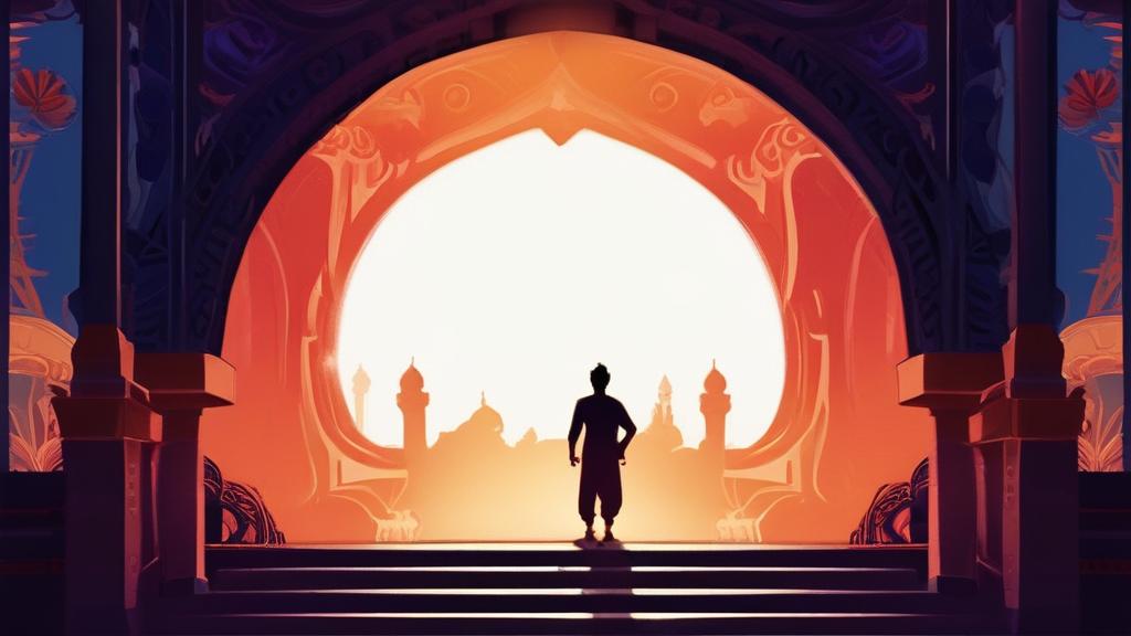 [SAMPLE PROMPT] a person in aladdin style, bright colors, hyper quality, high detail, high resolution, --video --s 750 --v 6. 0 --ar 1:2
