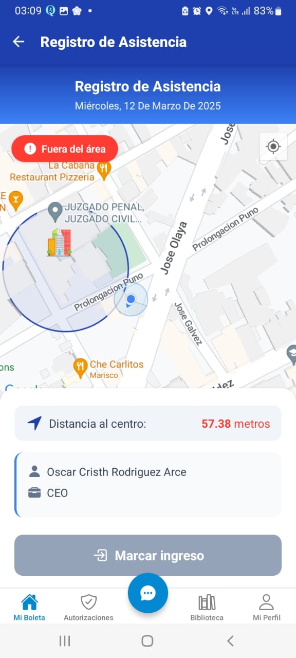 Ejemplo de control de asistencia con geolocalización