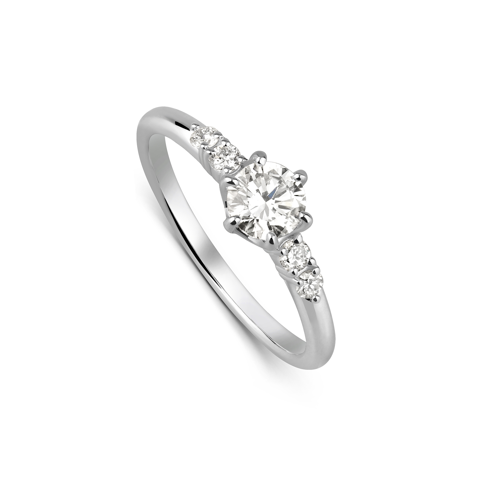 ラボグロウンダイヤモンド 0.5ct リング｜六本爪 サイドストーン シルバー925の作品画像
