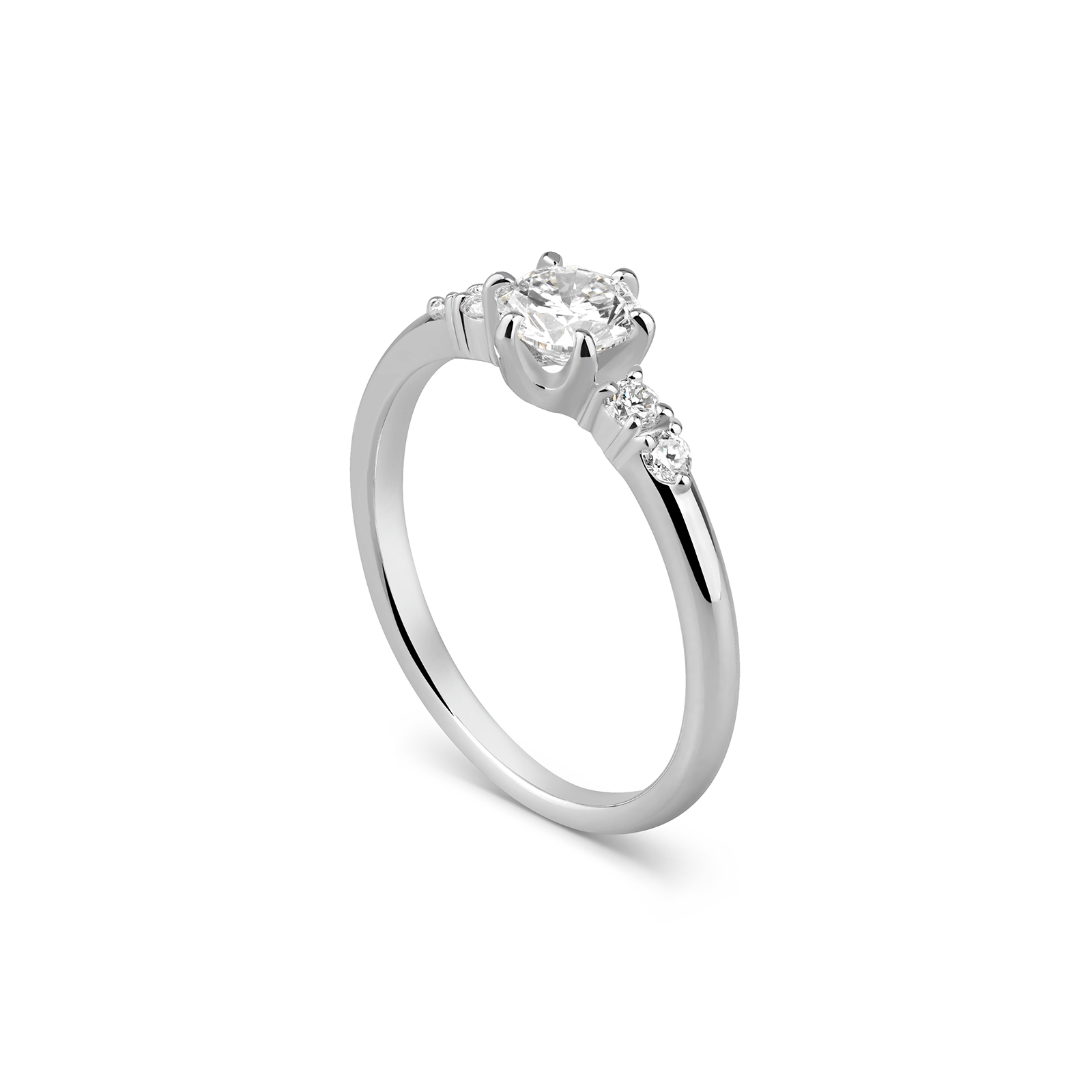 ラボグロウンダイヤモンド 0.5ct リング｜六本爪 サイドストーン シルバー925の作品画像
