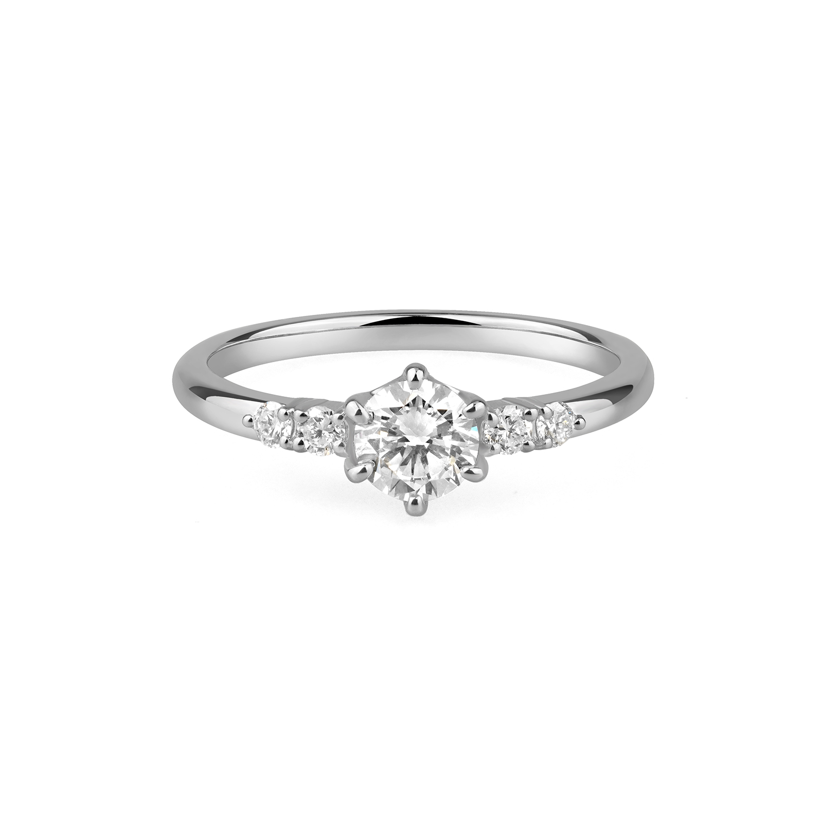 ラボグロウンダイヤモンド 0.5ct リング|六本爪 サイドストーン シルバー925 - JEWELRY TAKEDAの作品画像