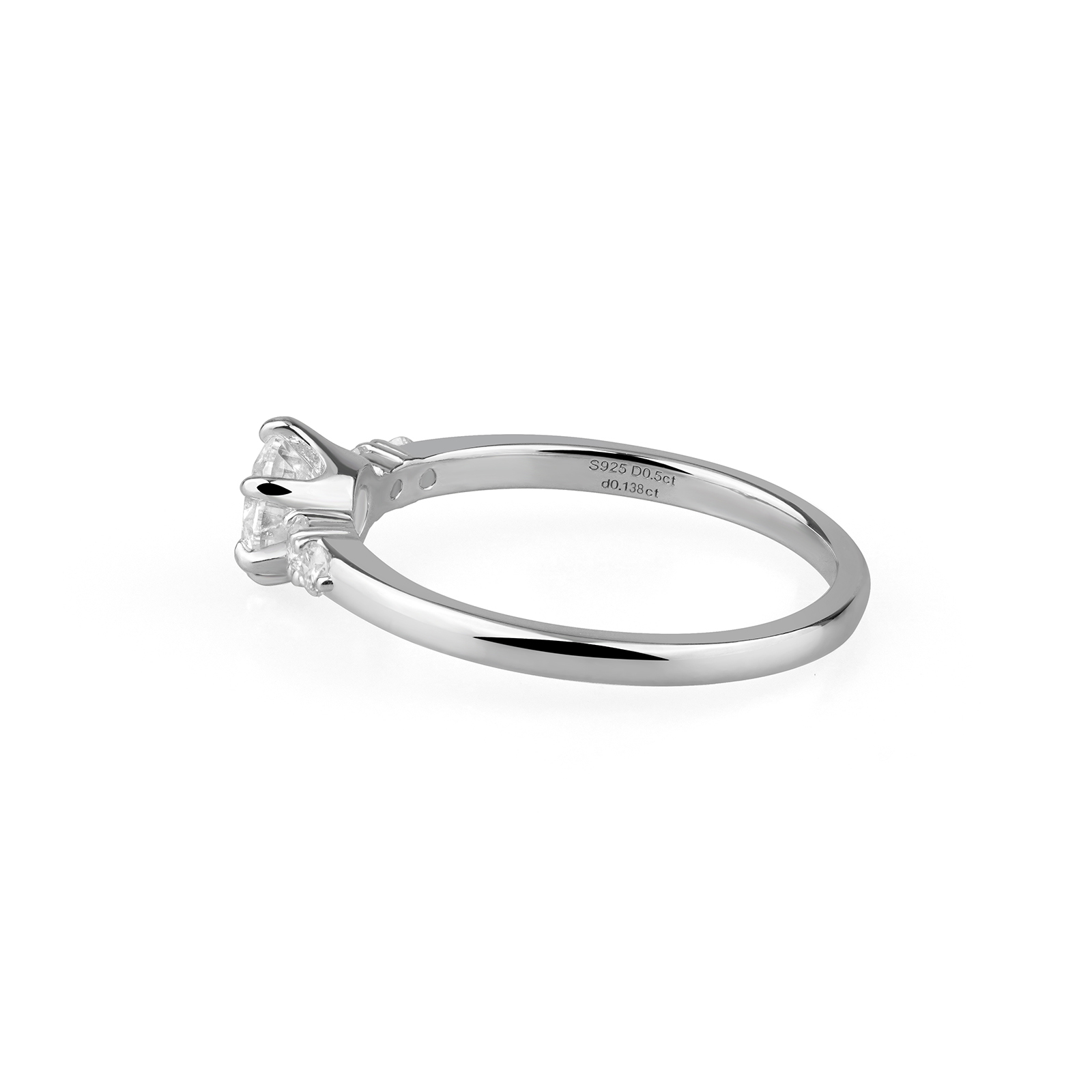 ラボグロウンダイヤモンド 0.5ct リング｜六本爪 サイドストーン シルバー925の作品画像