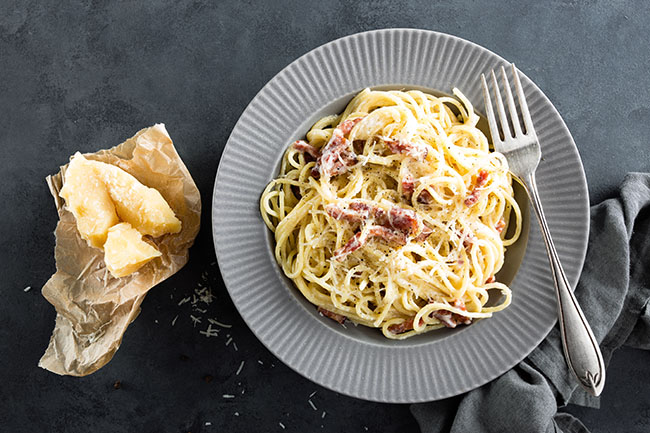 Spaghetti Carbonara - typisch italienische Gerichte