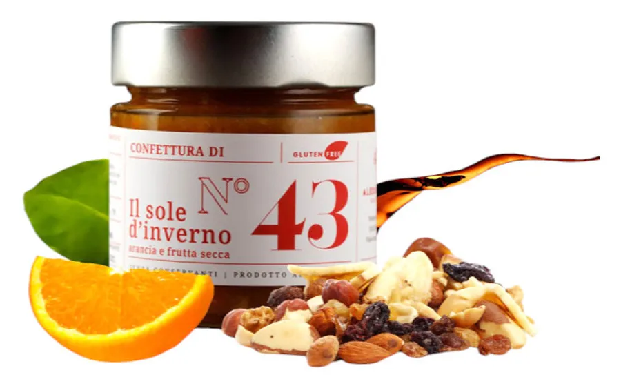 Confiture naturelle d'orange, de figue, de datte et de noix - Alessio Brusadin, pack. 270 gr.