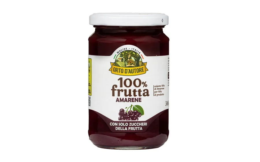 Compote de cerises noires 100 % italiennes - Orto d'Autore, paquet de 340 g
