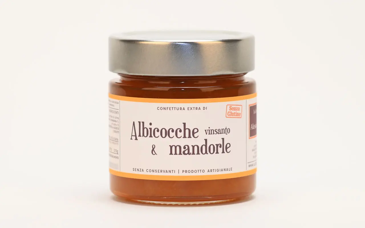 Confiture extra d'abricots, de vin santo et d'amandes - Alessio Brusadin, pack 270 grammes