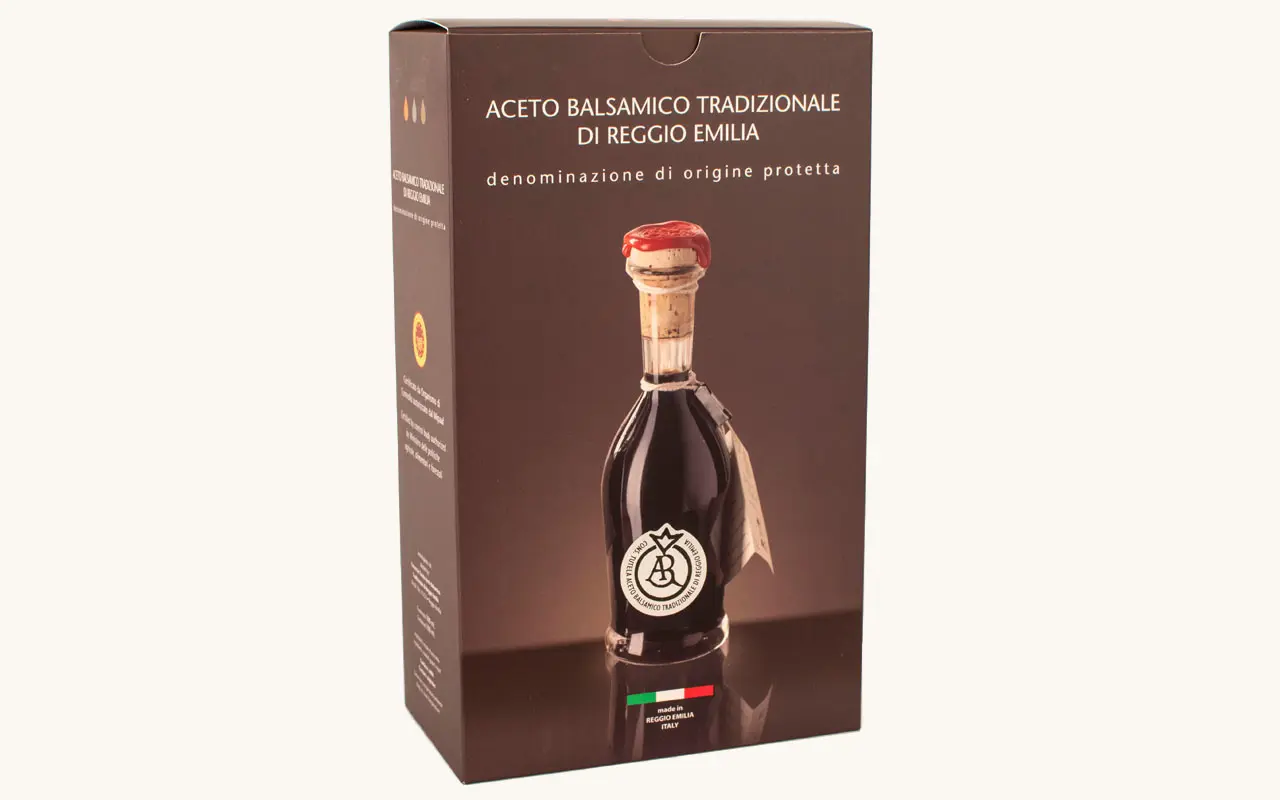 Vinaigre balsamique traditionnel de Reggio Emilia DOP -  étiquette d'argent - Acetaia Ferretti Corradini, pack 100 ml