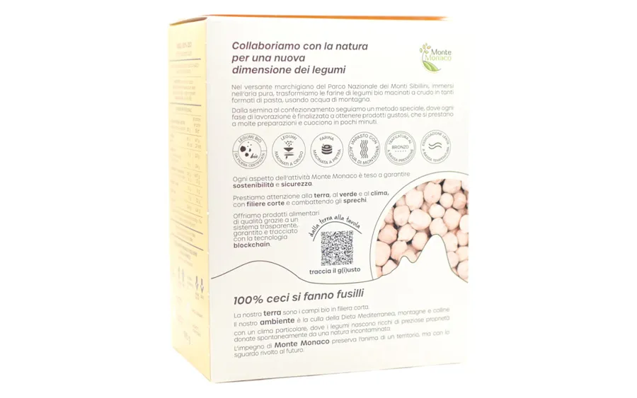 Pâtes de pois chiches 100 % bio et protéinées 3x65g - Monte Monaco