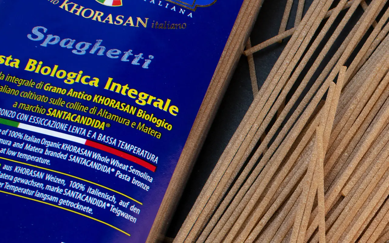 Spaghetti de blé complet bio au khorasan - SANTACANDIDA®, paquet de 500 gr