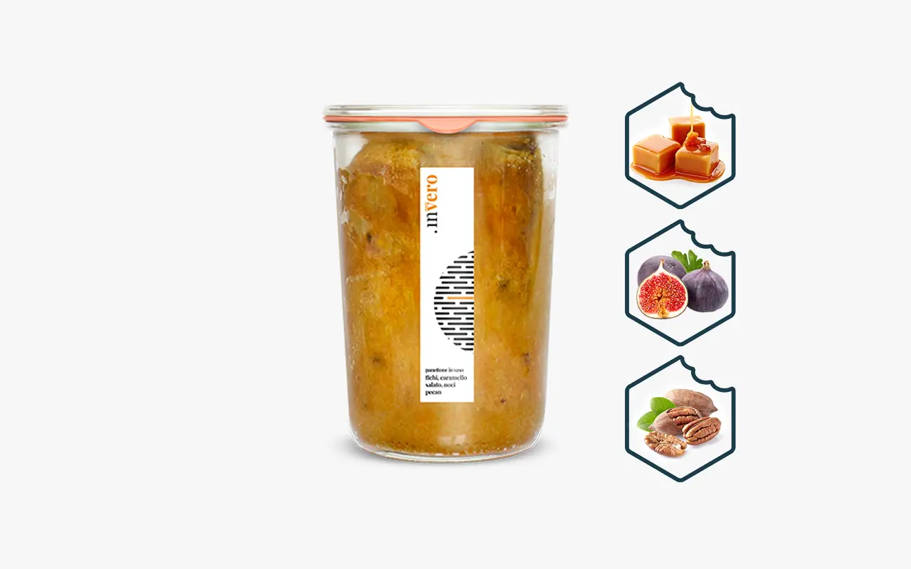 Panettone fourré au caramel salé, figues et noix de pécan - Invero Vasocottura, 250g