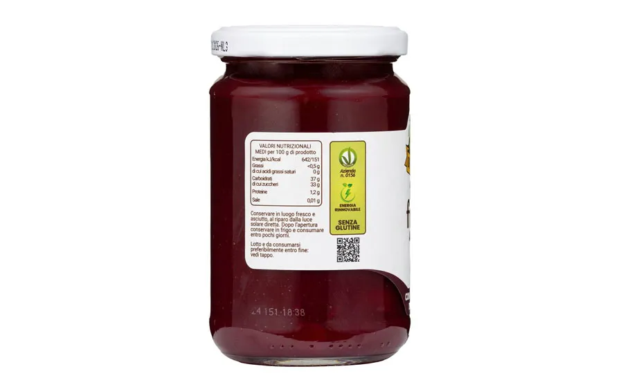 Compote de cerises noires 100 % italiennes - Orto d'Autore, paquet de 340 g