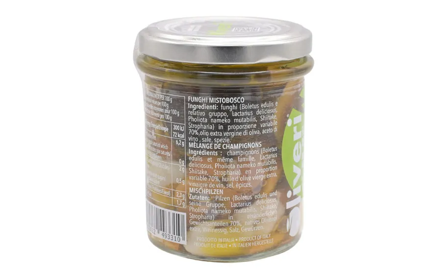 Champignons forestiers variés à l'huile - Oliveri, sachet de 180 g