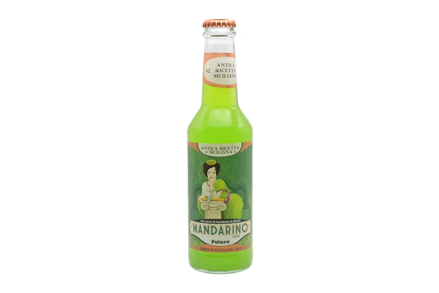 Boisson gazeuse à la mandarine verte de Sicile - Polara, bouteille de 275 ml