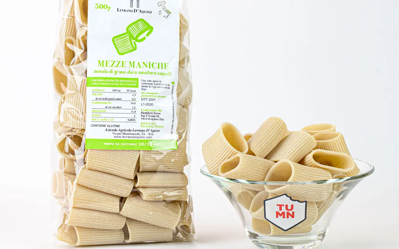 Demi-manches pâtes de blé anciennes artisanales Senatore Cappelli - Levrano D'Aquino, pack. 500 gr