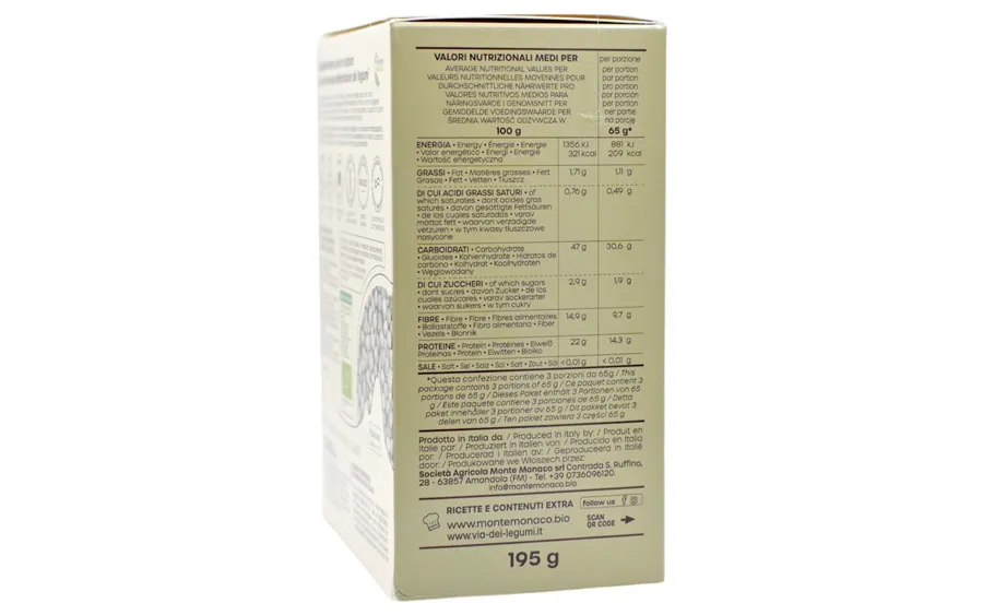 Fusilli Protéiné 100% Petits Pois Bio Sans Gluten - 3x65g