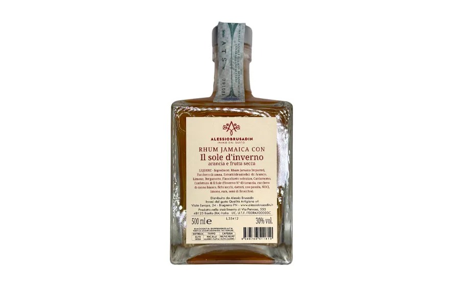 Rhum jamaïcain artisanal aromatisé "Le soleil d'hiver" - Alessio Brusadin, bouteille 500 ml