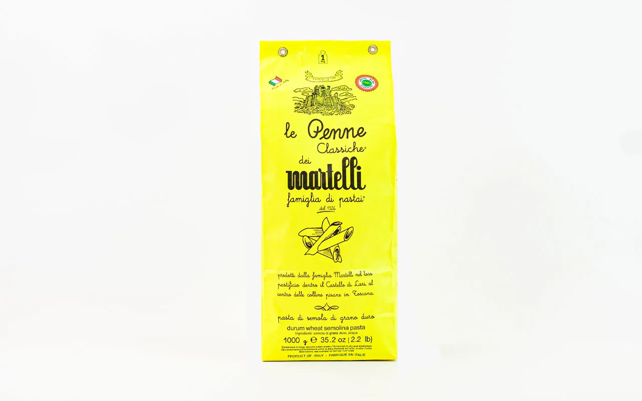 Pâtes de blé dur italiennes classiques Penne Martelli - Pastificio Martelli, pack. 1 kg