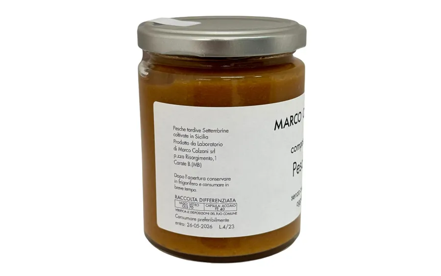 Confiture de pêches artisanale sans sucre avec cuisson sous vide - Pack Marco Colzani. 300g