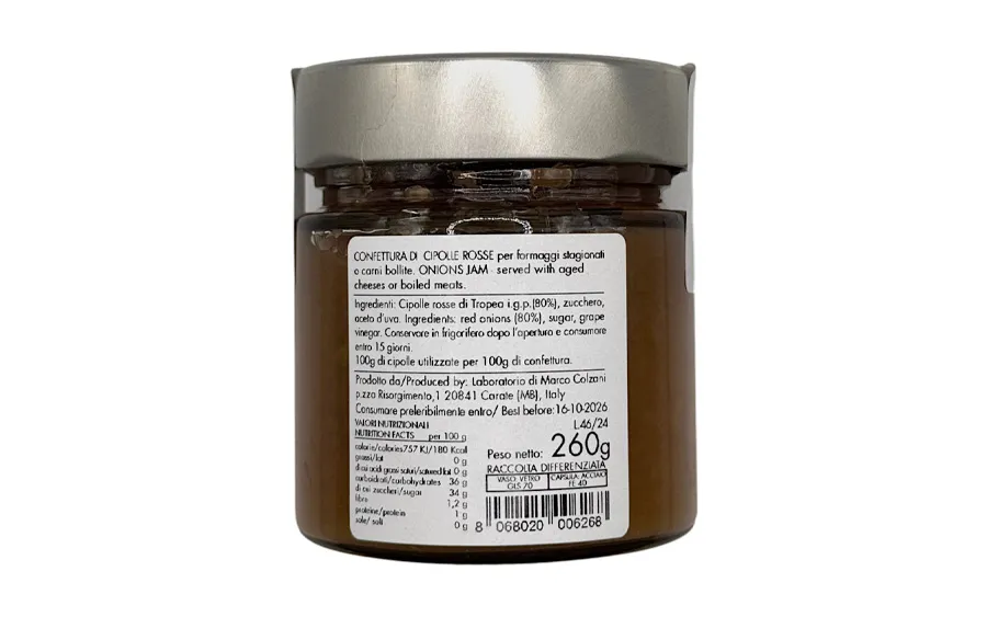 Confiture artisanale d'oignons rouges - Pack Marco Colzani. 260g