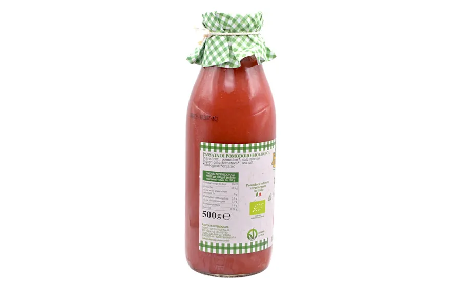 Purée de tomates biologiques 100% italiennes - Orto d'Autore, paquet de 500 g.