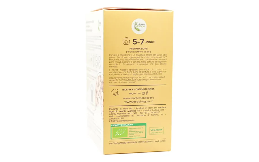 Pâtes de pois chiches 100 % bio et protéinées 3x65g - Monte Monaco