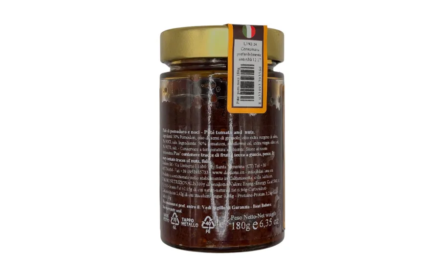 Pâté artisanal tomates et noix - Pack gourmandise Daidone. 180 grammes