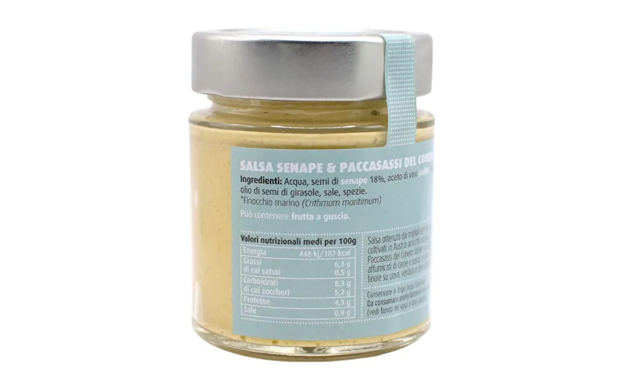 Moutarde et Paccasassi - Rinci, paquet de 140 g.