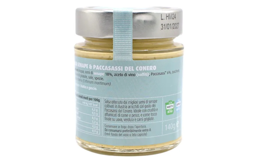 Moutarde et Paccasassi - Rinci, paquet de 140 g.