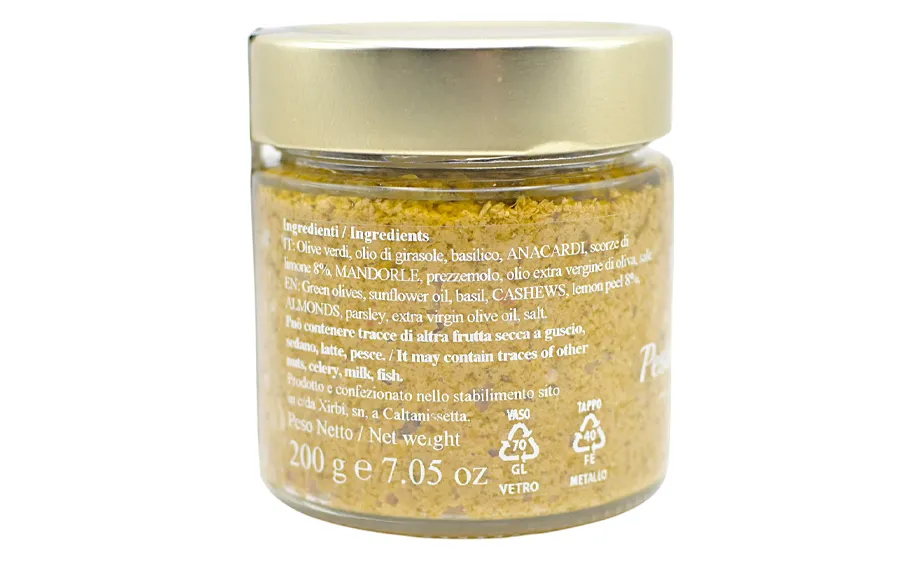 Pesto artisanal au citron de Sicile - Pack gourmandise Daidone. 200 gr