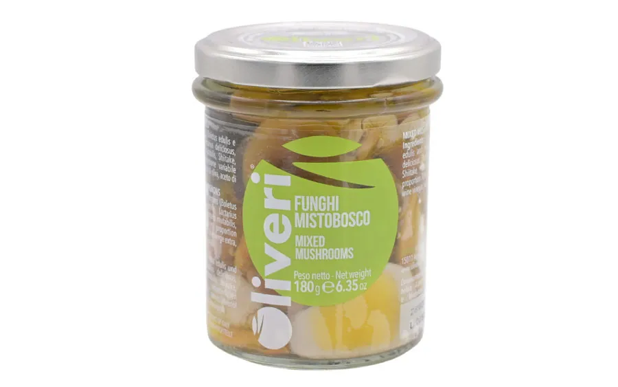 Champignons forestiers mélangés à l'huile - Oliveri, paquet de 180 g.