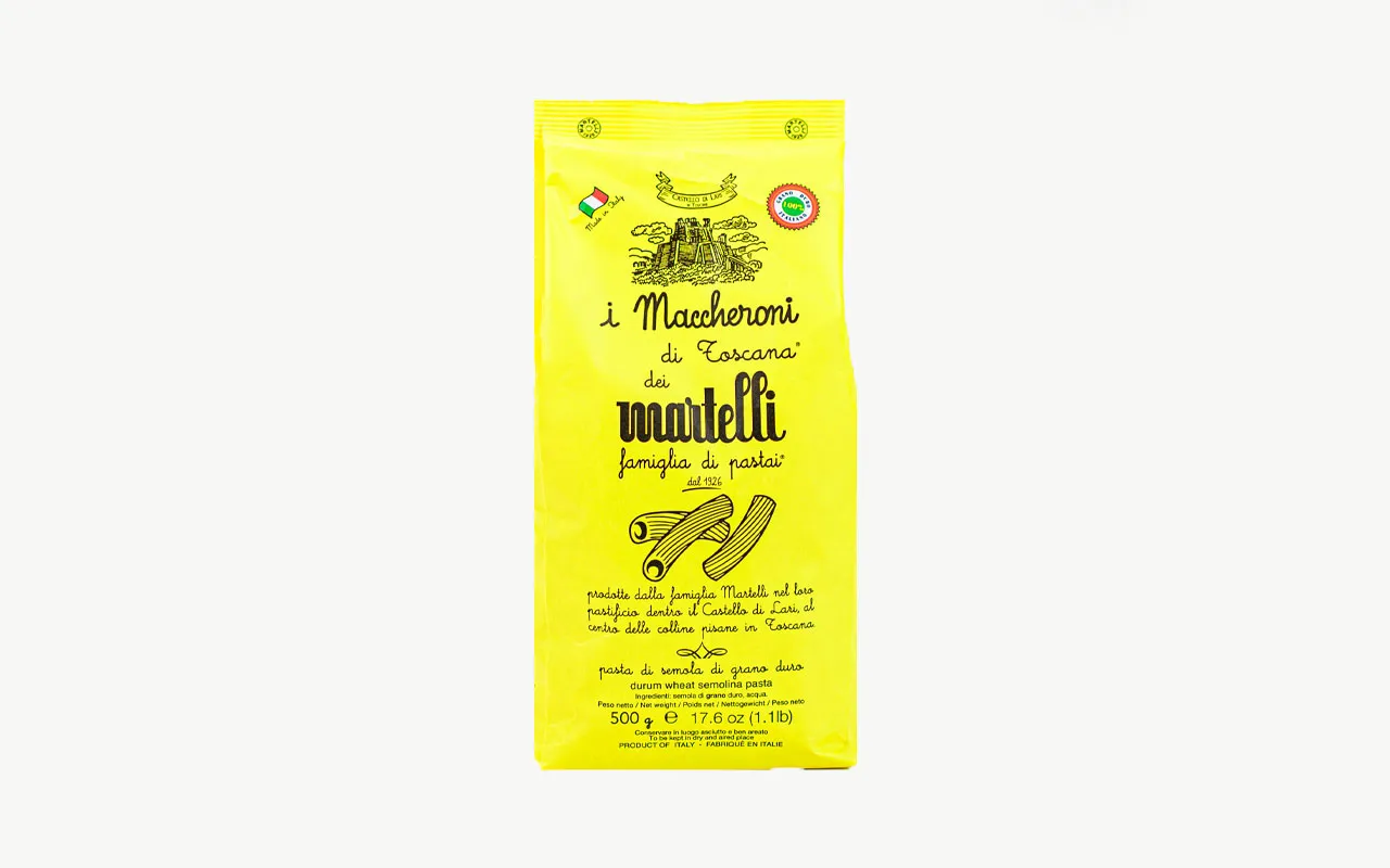 Macaroni Martelli Pâtes italiennes de blé dur - Pastificio Martelli, paquet de 500 grammes