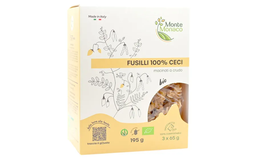 Pâtes de pois chiches 100 % bio et protéinées 3x65g - Monte Monaco
