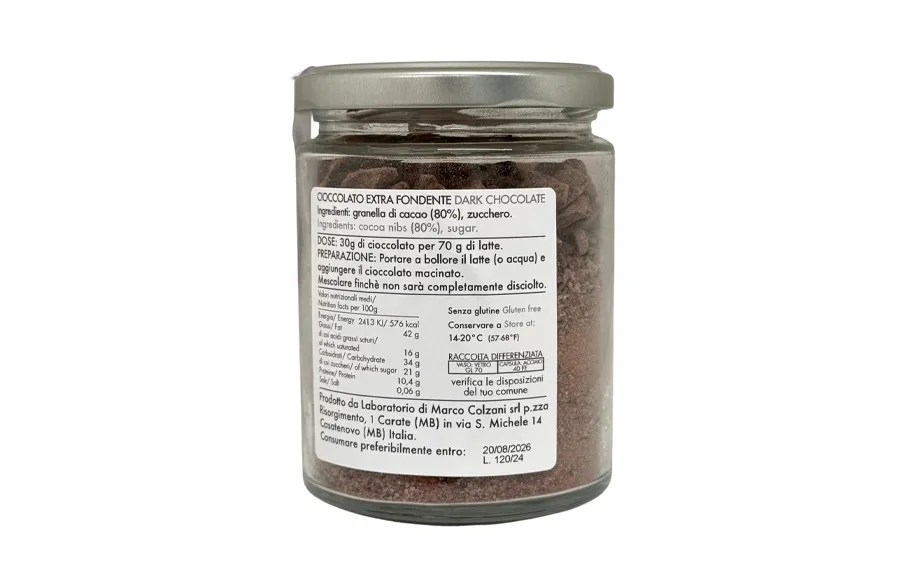 Poudre de chocolat aztèque pour chocolat chaud - Marco Colzani pack 180 gr