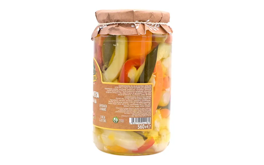 Giardiniera à l'huile d'olive extra vierge - Orto d'Autore, paquet de 560 g.