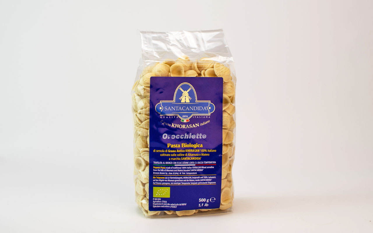 Hausgemachte Pasta Bio Khorasan Weizen Orecchiette - SANTACANDIDA®, Packung 500 gr.
