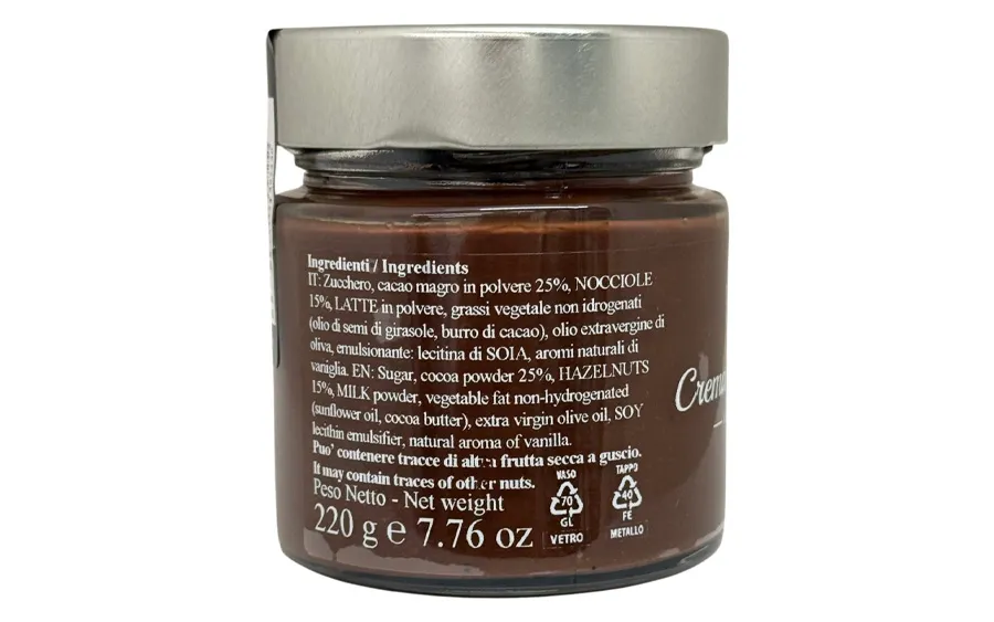 Crème artisanale au gianduia - Pack gourmandise Daidone. 220 grammes