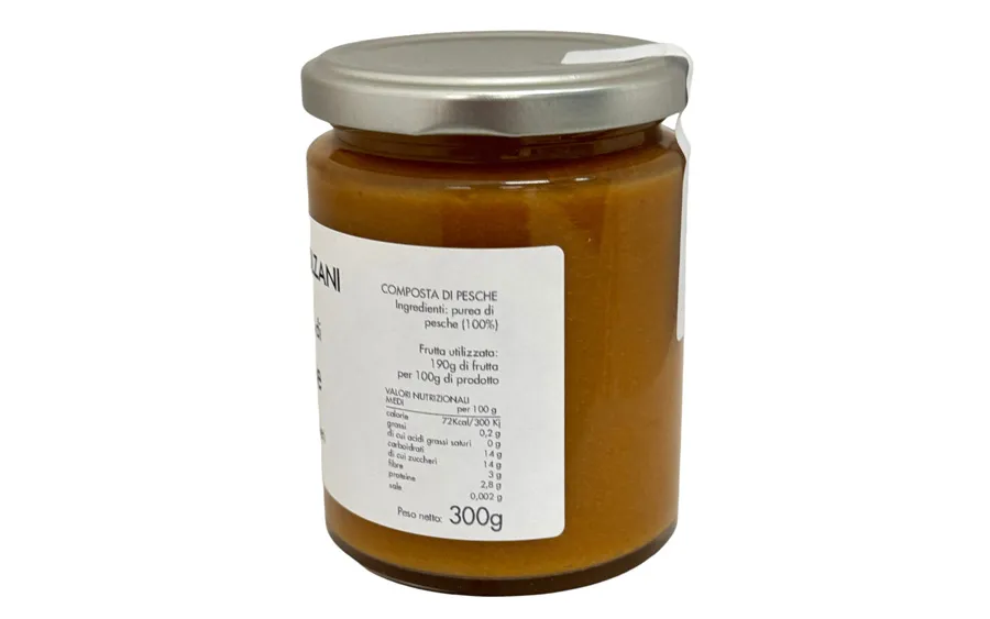 Confiture de pêches artisanale sans sucre avec cuisson sous vide - Pack Marco Colzani. 300g
