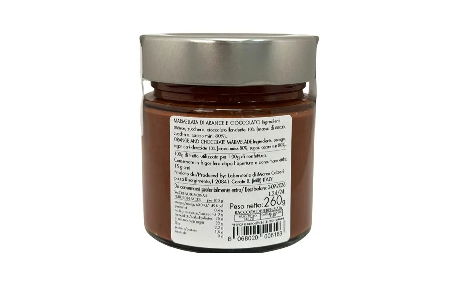 Confiture d'orange et chocolat - Marco Colzani conf. 260g